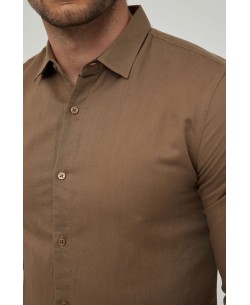 LIN-30-07 Taupe linen shirt adjusted fit