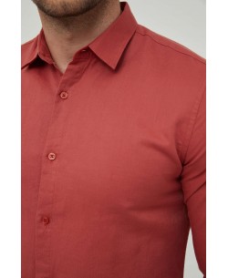 LIN-30-09 Brick red linen shirt adjusted fit