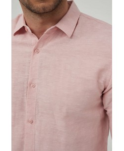 LIN-40-02 Heather pink linen shirt adjusted fit