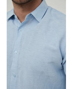 LIN-40-03 Heather sky blue linen shirt adjusted fit