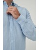 LIN-40-03 Chemise bleu ciel chinée en lin à coupe ajustée