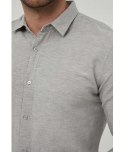 LIN-40-05 Heather grey linen shirt adjusted fit
