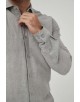LIN-40-05 Chemise grise chinée en lin à coupe ajustée