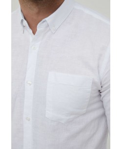 LIN-80-01 White linen shirt adjusted fit