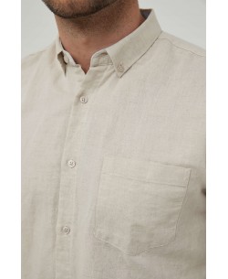 LIN-80-03 Beige linen shirt adjusted fit