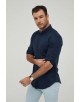 LIN-80-04 Chemise bleu marine en lin