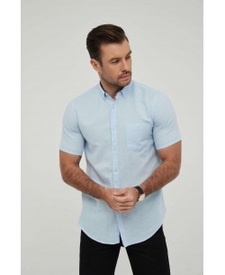 LIN-90-02 Sky blue linen sleeveless shirt adjusted fit
