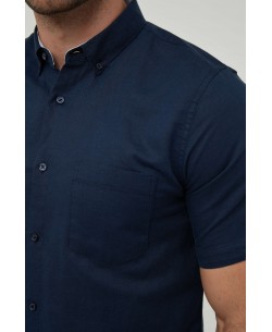 LIN-90-04 Navy blue linen sleeveless shirt adjusted fit