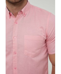 LIN-90-05 Coral linen sleeveless shirt adjusted fit