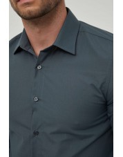 SLIM1009-19 Chemise unie grise en slim fit