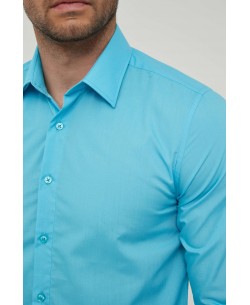 SLIM1009-5 Chemise unie bleu turquoise slim fit