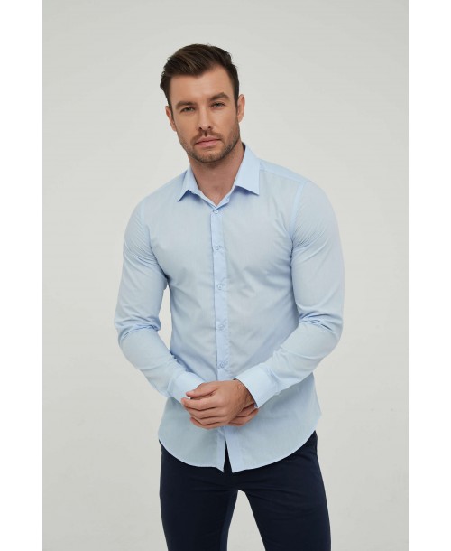 ENZO-043-78 Chemise slim fit STRETCH bleu