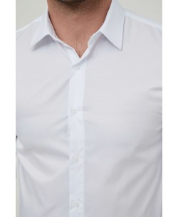 SLIM1009-99 Chemise unie blanche en slim fit