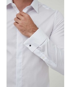 WHT-05-1 Chemise blanche slim fit poignets mousquetaires