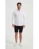 LIN-61-21 Chemise blanche col châle en lin à coupe ajustée