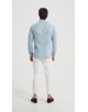 LIN-61-220 Chemise à col châle en lin gris elephant coupe ajustée