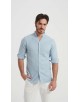 LIN-61-220 Chemise à col châle en lin gris elephant coupe ajustée