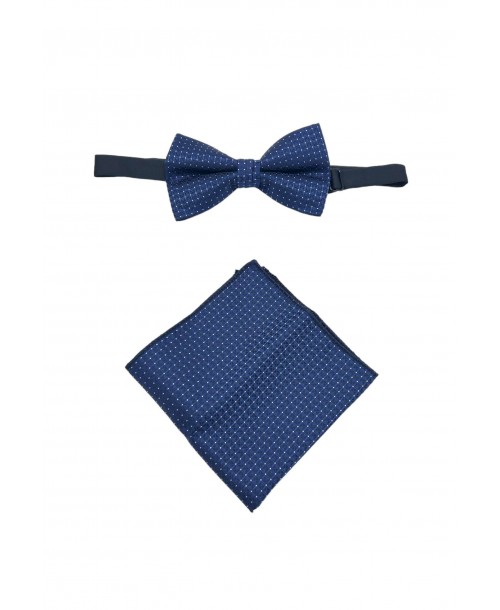 NP-P1315 Coffret noeud papillon & pochette à motifs marine
