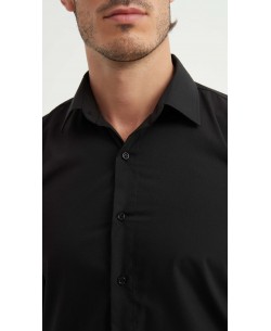 M0800-2 Chemise coupe ajustée - Noir