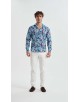 M0801-04 Chemise stretch coupe ajustée - Bleu