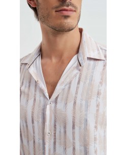 M0802-11 Printed shirt adjusted fit - White