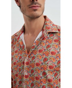 M0802-13 Printed shirt adjusted fit - Red