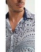 M0803-09 Chemise stretch coupe ajustée - Bleu