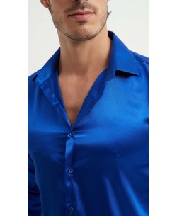 M0804-4 Satin shirt adjusted fit - Blue