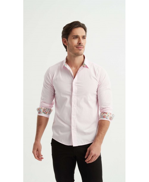 ENZO-118-08 Cotton shirt - Pink