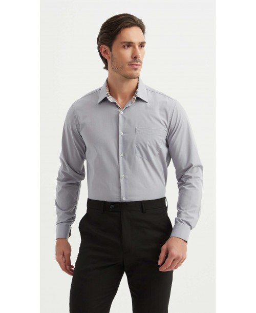 1506234-6 Chemise grise carreaux TARTAN coupe confort