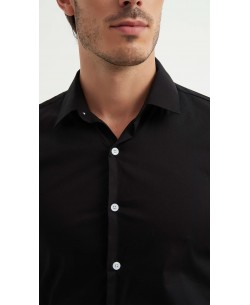 STR-043-2 Chemise en stretch - Noir