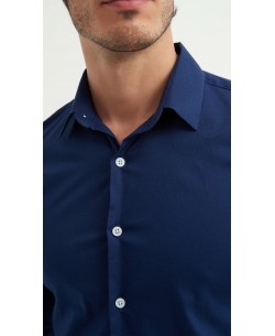 STR-043-4 Chemise en stretch - Marine