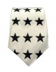 CF-A15 Cravate skinny blanche à motifs stars en satin