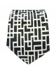 CF-A2 Cravate skinny noire motifs géométriques en satin