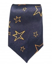CF-A24 Cravate skinny bleu marine à motifs stars en satin