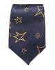 CF-A24 Cravate skinny bleu marine à motifs stars en satin