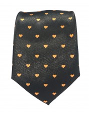 CF-A25 Cravate skinny noire à motifs romantiques en satin