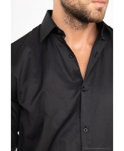 SAT200-10 Chemise noire en confort fit