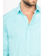 T04-11 Chemise slim fit bleue STRETCH 