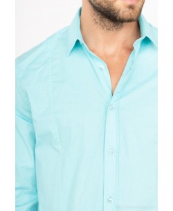 T04-11 Chemise slim fit bleue STRETCH 