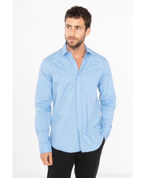 T04-7 Sky blue STRETCH shirt slim fit