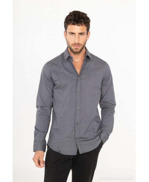 T04-8 Grey STRETCH shirt slim fit