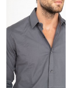 T04-8 Chemise slim fit grise STRETCH 