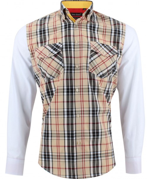 YE-1507016-1 Chemise grande taille à carreaux tartans du 2XL au 6XL