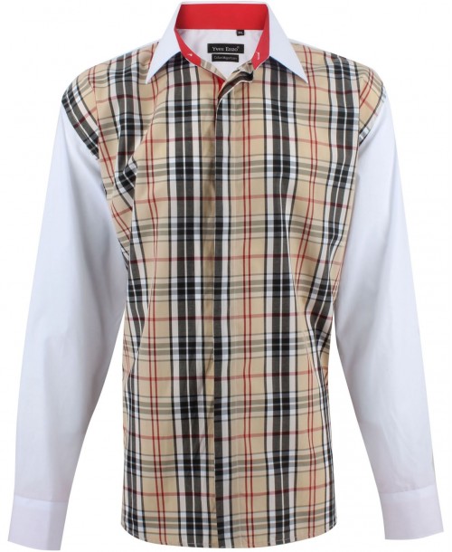 YE-1507017-1 Chemise grande taille à carreaux tartans du 2XL au 6XL