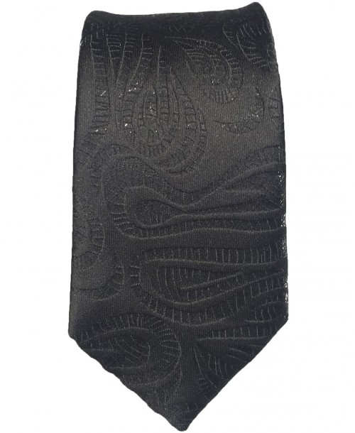 CR-23 Cravate de couleur noire ornée de motifs paisleys