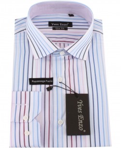 SLIM5154-4 Blue and burgundy shirt slim fit