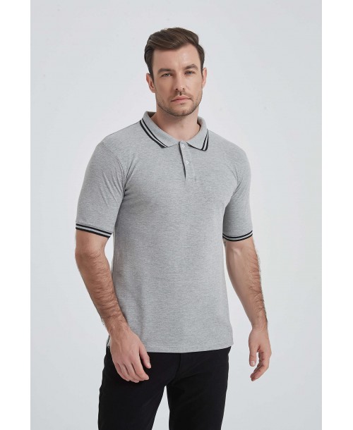 YE-8845-10 Polo gris col bicolor