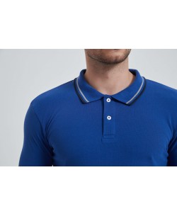 YE-8845-15 Polo bleu roy col bicolor