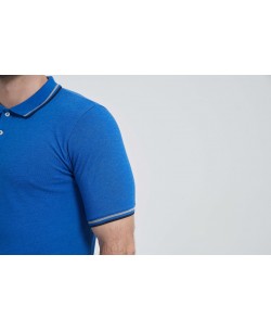 YE-8845-18 Bicolor collar polo in vintage blue